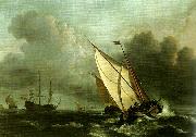 willem van de velde  the younger a rising gale oil painting